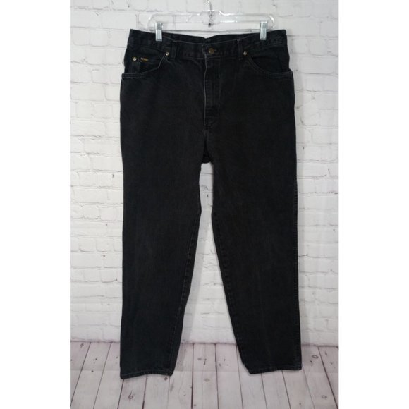 Vintage HIS Black Jeans Men's Size 38x32 Made in USA (ACTUAL 36X32) - Picture 2 of 6